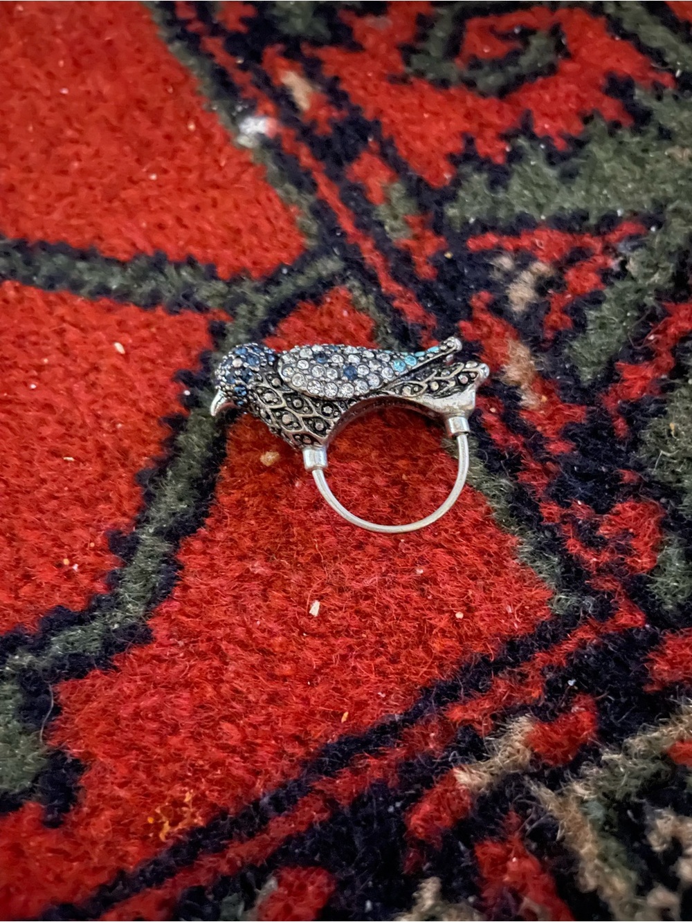 Lucky brand silver tone Crystal cocktail ring